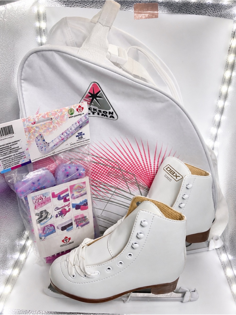 NEW DBX Ice Skates Size 1 Beginner Figure Skating Set w/ Bag & Guards